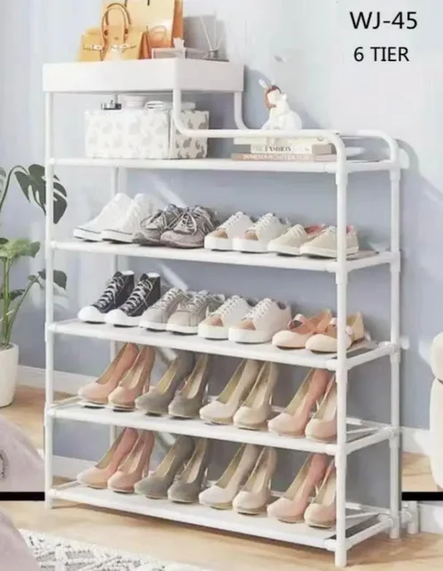 منظم أحذية معدن قابل للتعديل، 4 طبقات - أبيض