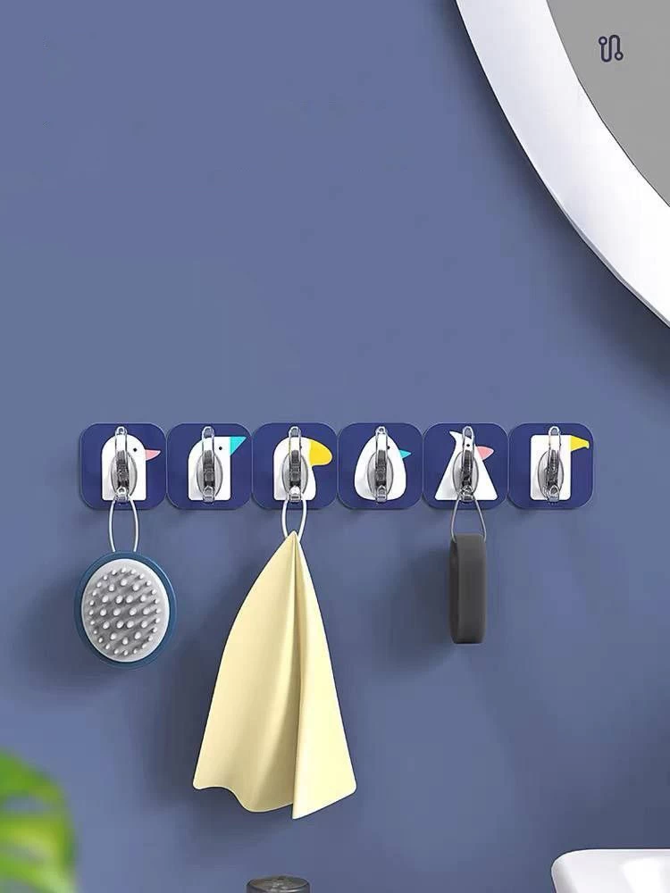 شماعات حائط لاصقة متعددة الاستخدامات، 6 خطافات - متعددة الألوان