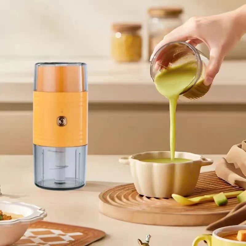 مفرمة كهربائية محمولة قابلة للشحن، مقاس 8.2x18.5 سم، 60 وات - برتقالي