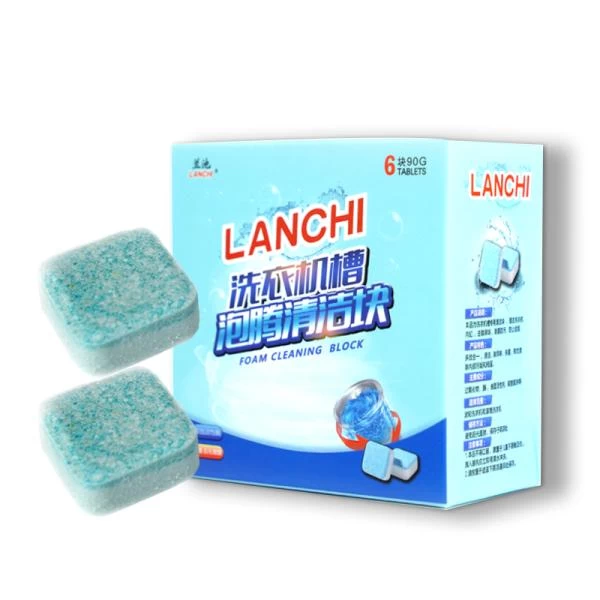 اقراص تنظيف حوض الغسالة، 6 قطع - أزرق فاتح أبيض