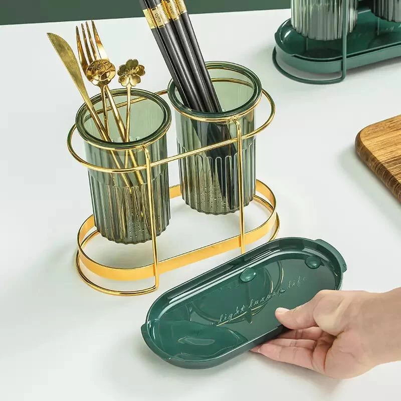 مصفاة معالق مع إستاند - أخضر و ذهبى