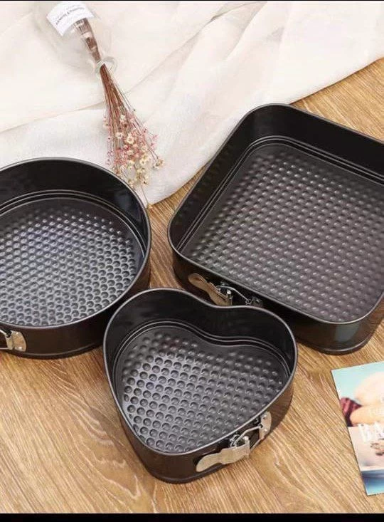 طقم قوالب كيك تيفلون، 3 قطع - رمادى غامق