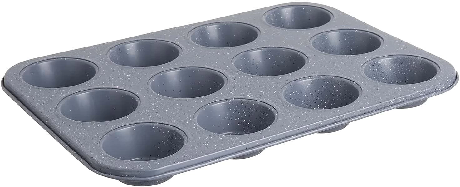 قالب كب كيك جرانيت، 12 فتحة - رمادى