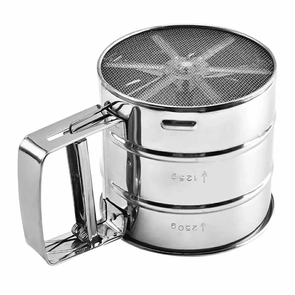 منخل دقيق الستانلس ستيل - فضي