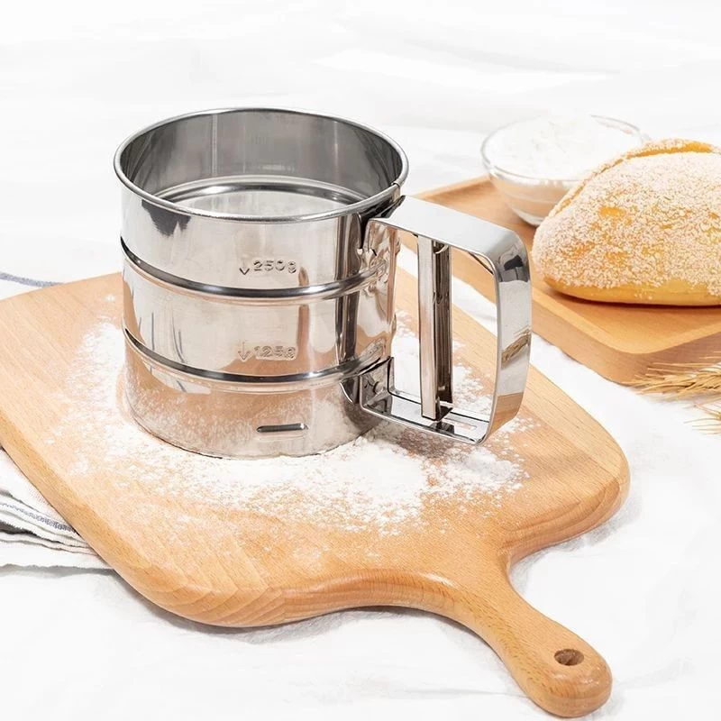 منخل يدوي من الستانلس ستيل  - للدقيق والسكر والتوابل