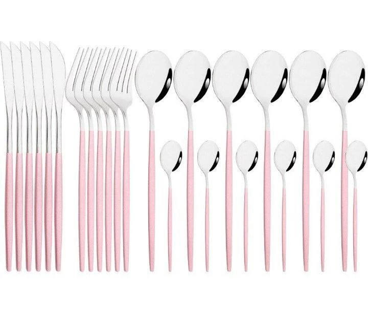 طقم معالق وشوك وسكاكين   – 24 قطعة من الستانلس ستيل