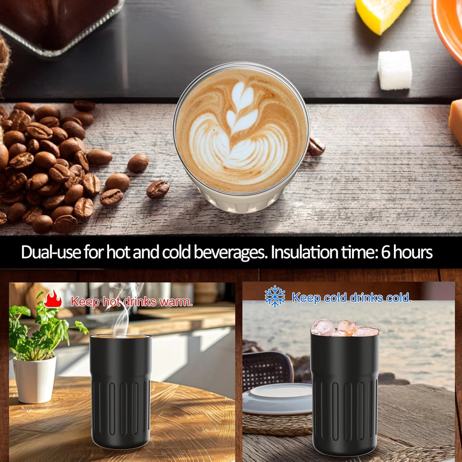 مج حراري ديجيتال استانلس ستيل - 420 مل، اسود