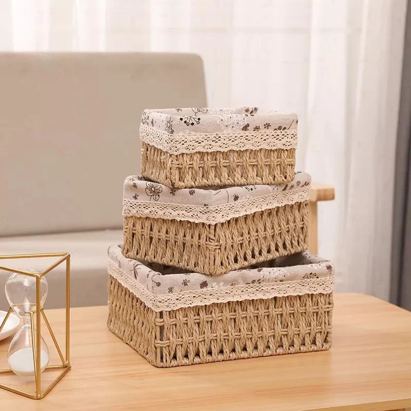 طقم سلال تخزين من الخيزران المجدول – 3 قطع بتصميم أنيق ومنظم متعدد الاستخدامات