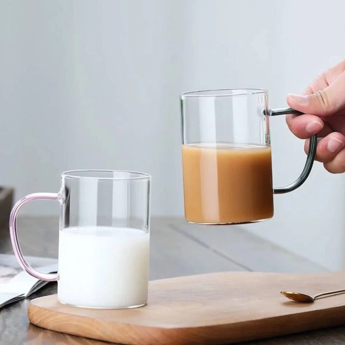 طقم مجات بايركس حرارية - 6 قطع بمقابض ملونة